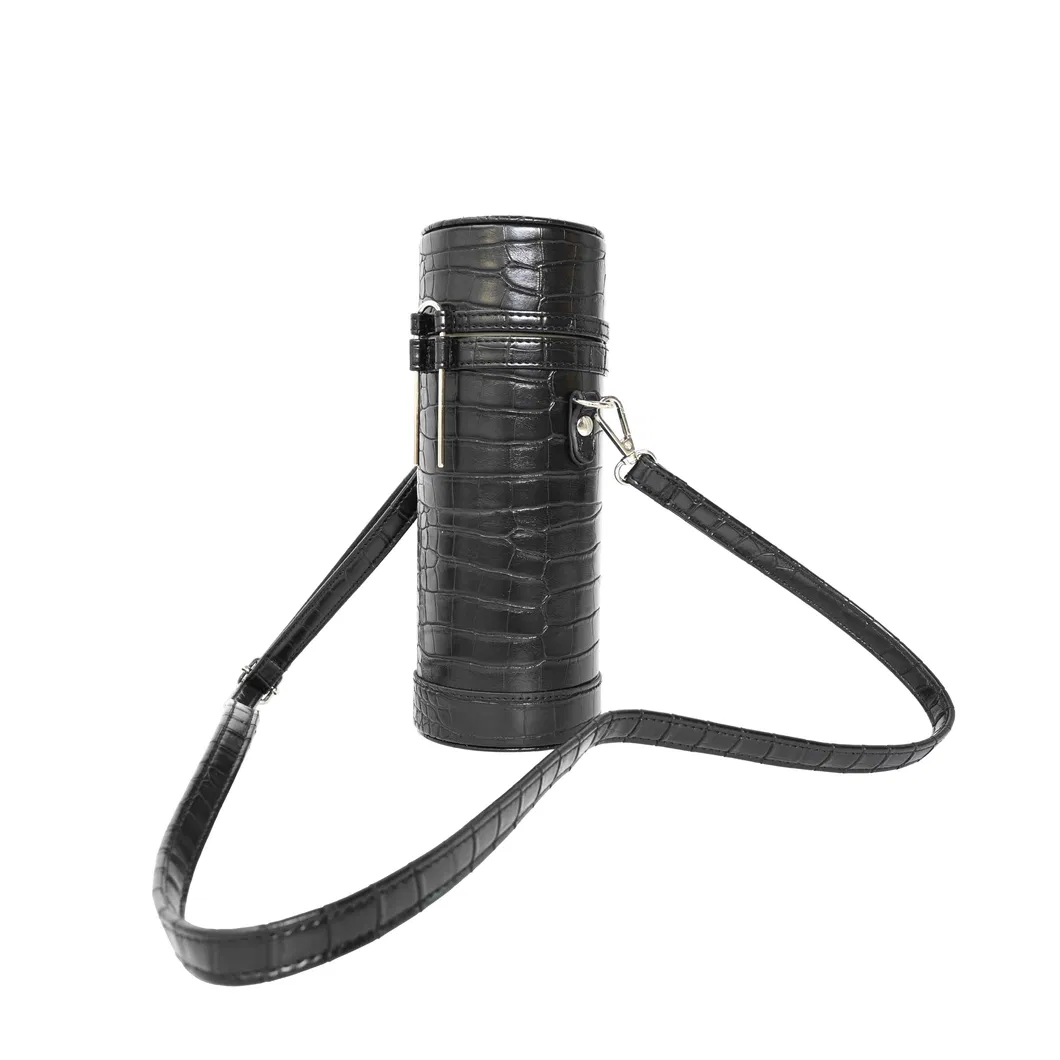 Sleek Minimalist Leather Bucket Bag with Metal Chain Handle for Timeless Style