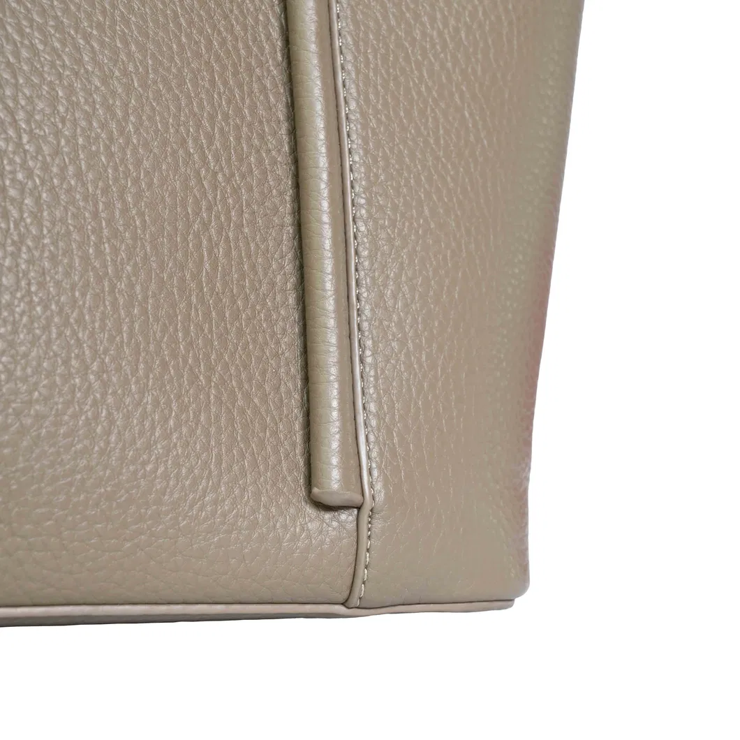 Minimalist-Style Light Brown Leather Tote Bag with a Silk Scarf Accent Elegant Shoulder Underarm Bag