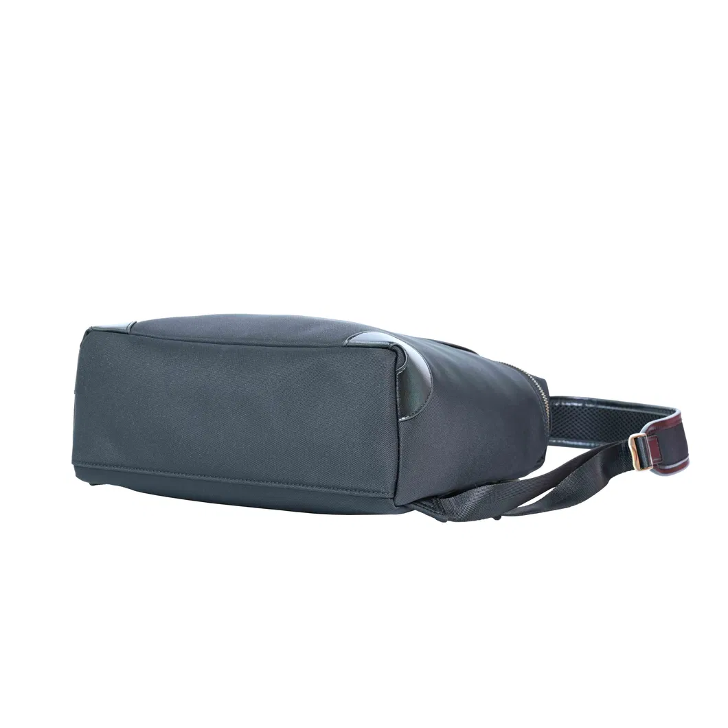 a Minimalist and Stylish Backpack Featuring a Blend of Nylon and Leather
