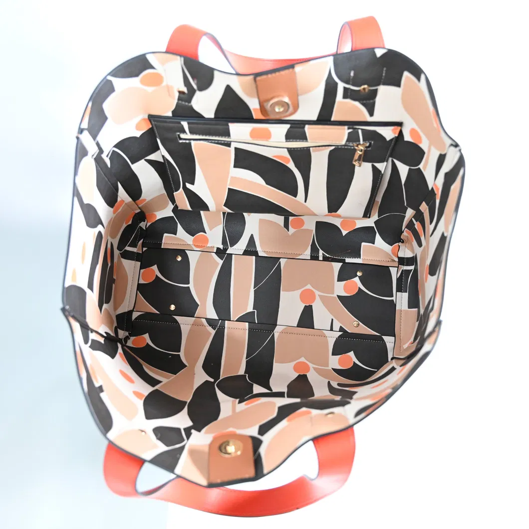 Fashionable Color-Blocked Leather Tote Bag for Daily Use