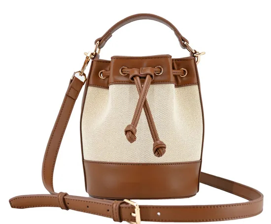 Trendy Brown PU Leather Drawstring Backpack for Women