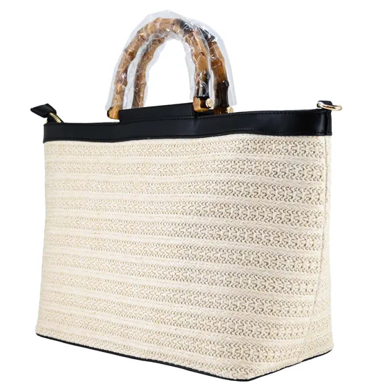 Chic Eco-Friendly Tote Bag with Bamboo Handle for Women