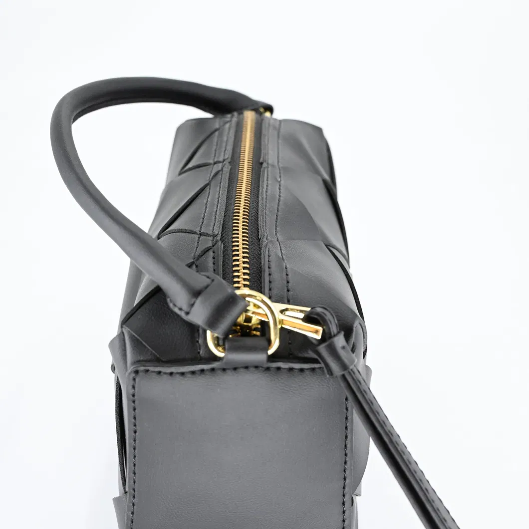 Elegant Black PU Handbag with Chic Square Checkered Design