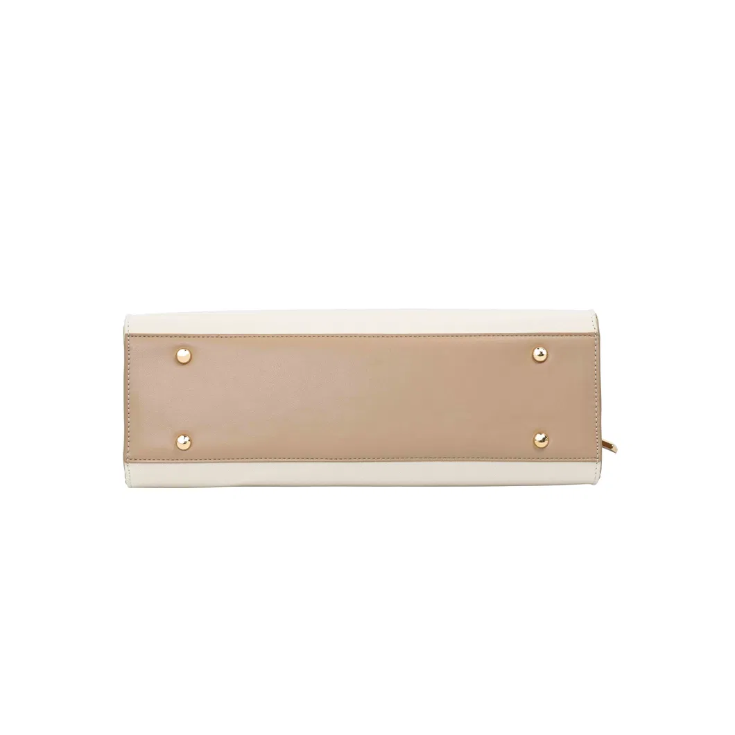 Refined Minimalist Tote Bag for Women in Beige-Brown PU Leather
