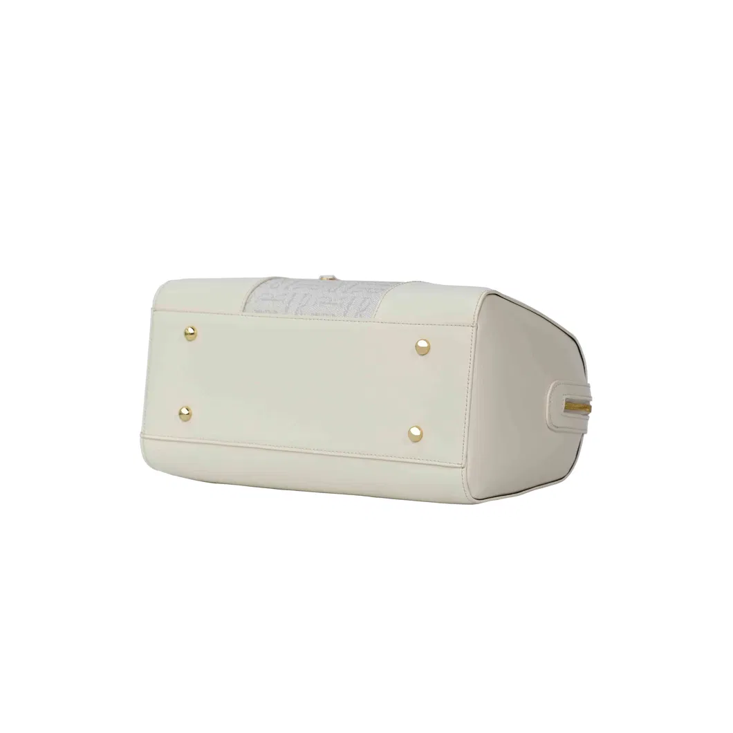 Chic off-White Ladies&prime; Handbag with Unique Cylindrical Design
