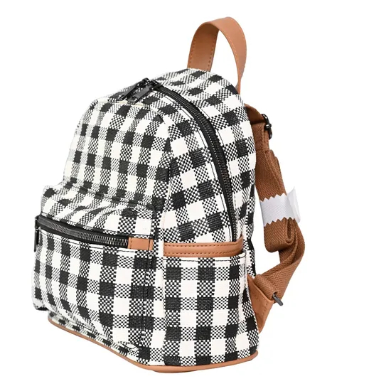 Chic Black and White Checkered Backpack for Fashion-Forward Women