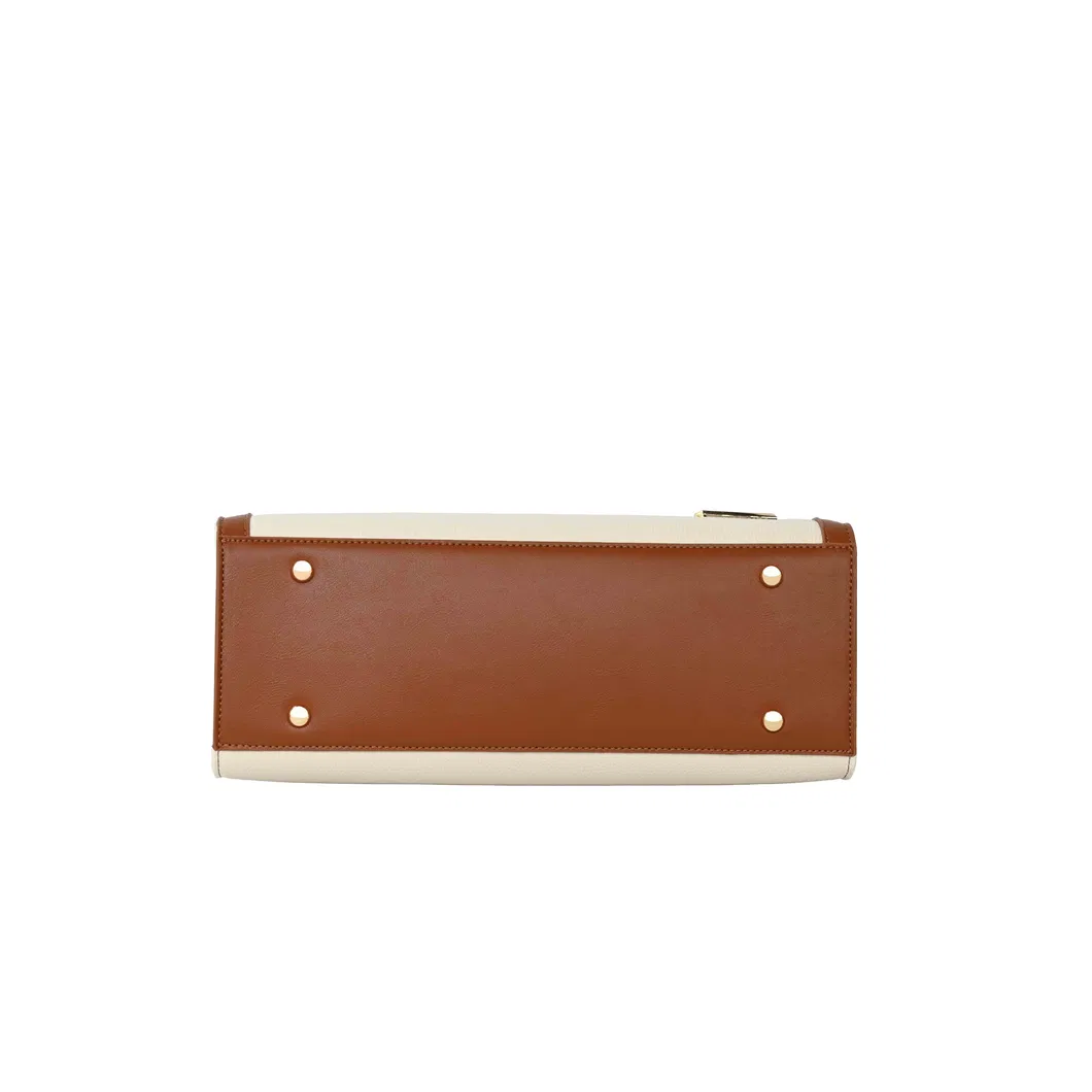 Chic Brown PU Tote Bag for Women with Elegant Gold Lock