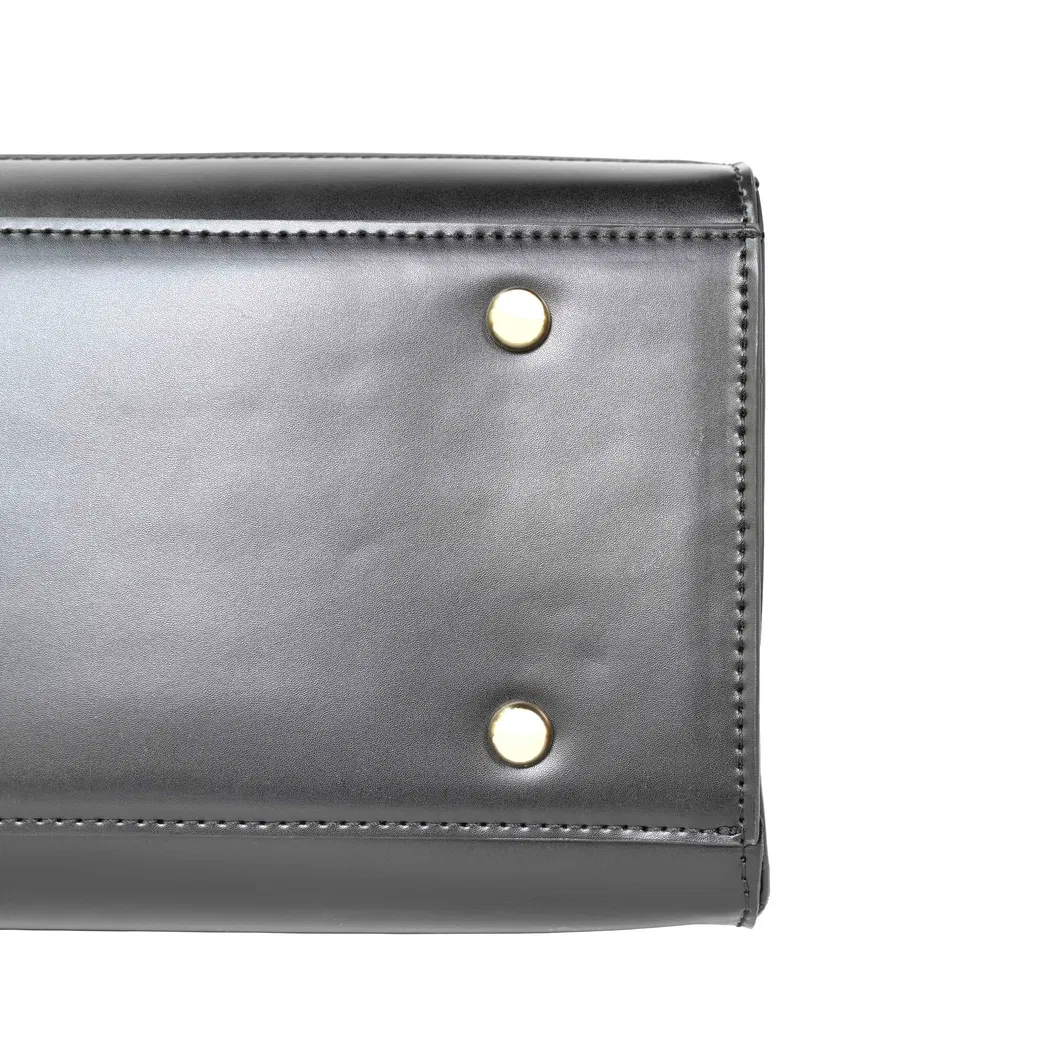 Women&prime;s Tote Handbag with off-Black Splicing and Clean Design