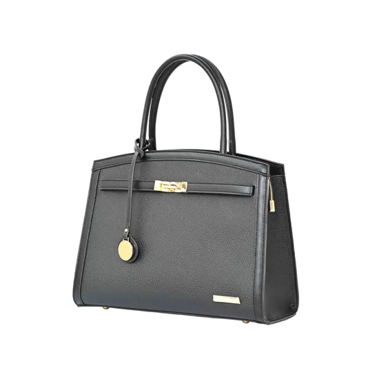 Women′s Tote Handbag with off-Black PU Splicing and Minimalist Design