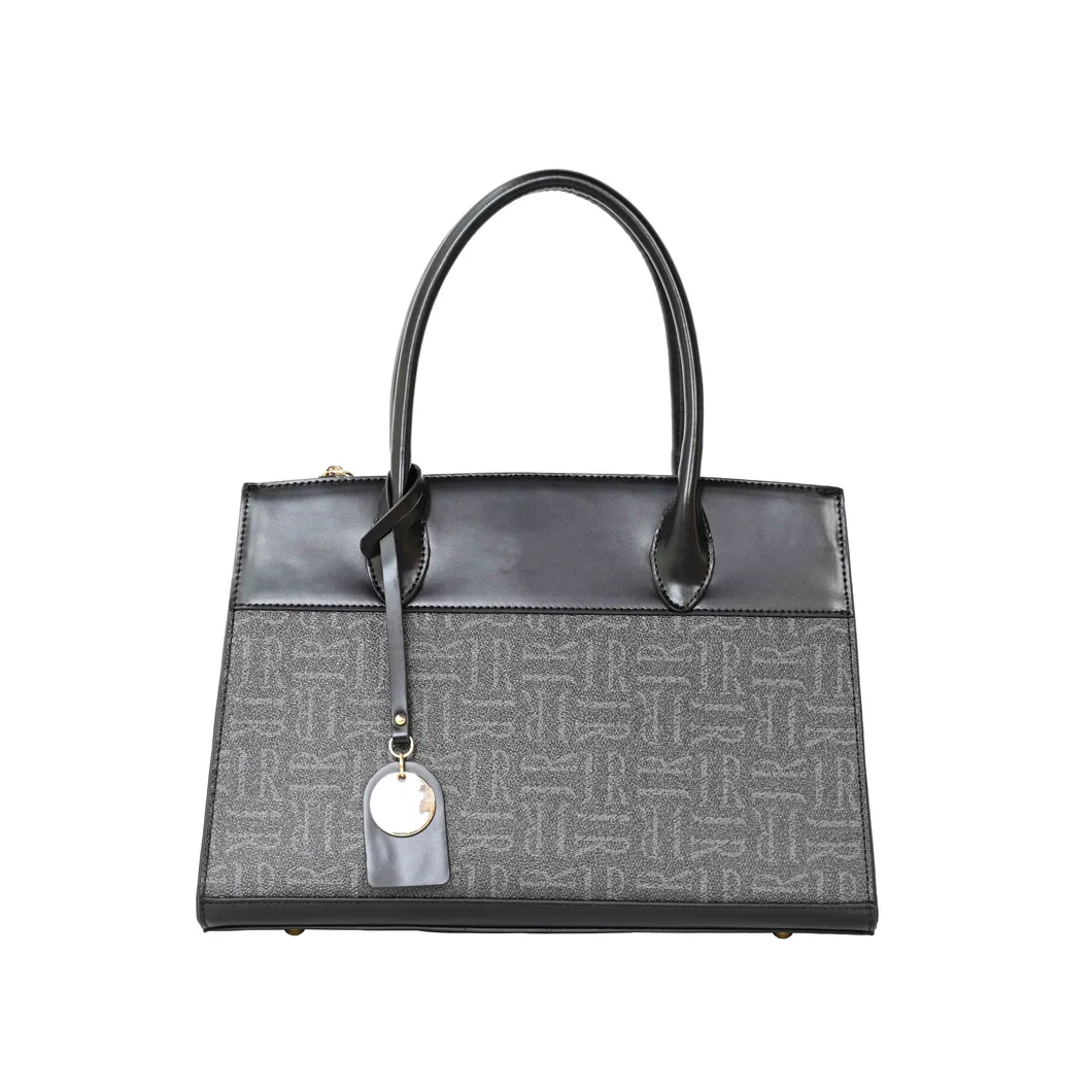 Women&prime;s Tote Handbag with off-Black Splicing and Simple Design